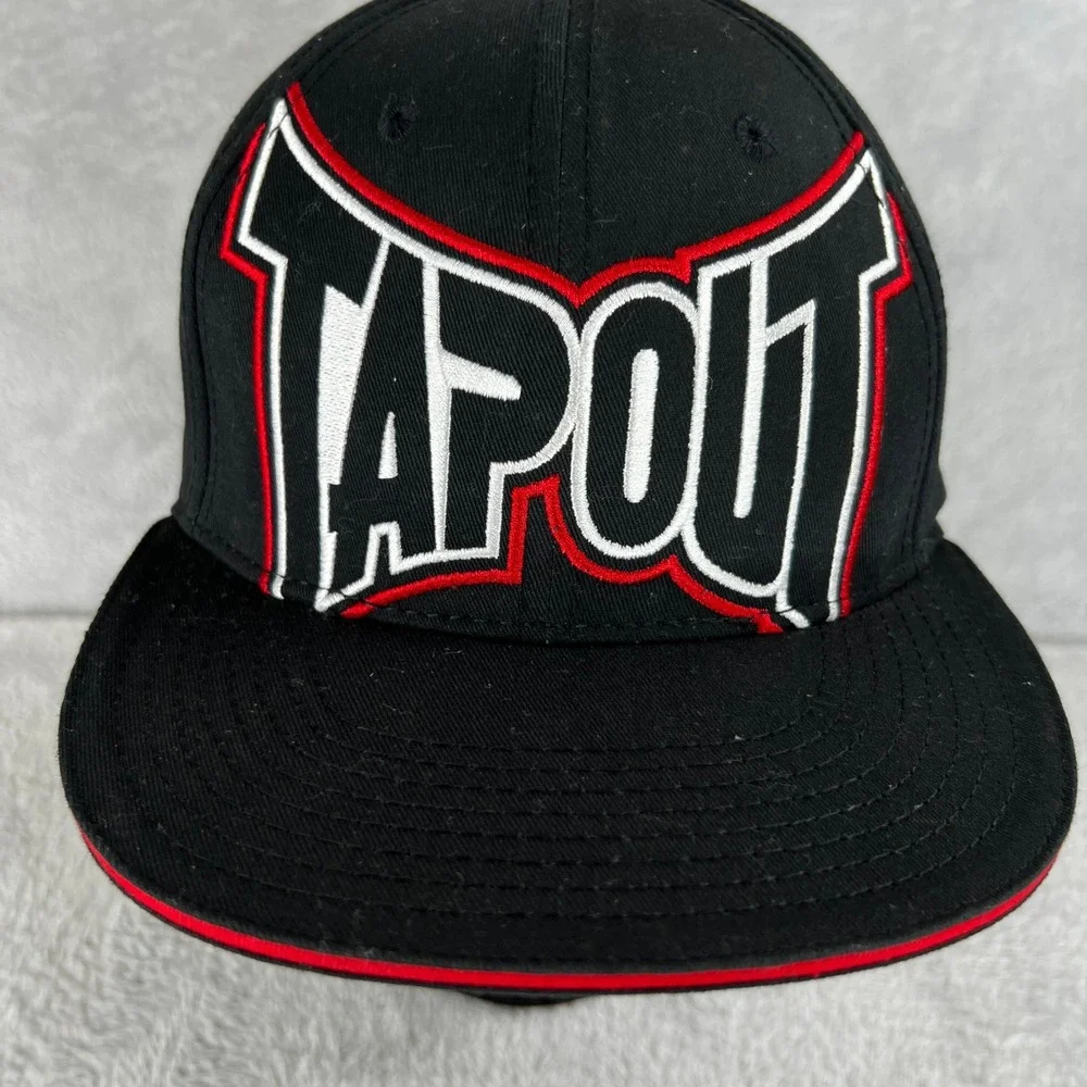 Tapout MMA Snapback Hat Black Flat Brim Embroidered Y2K Fight Streetwear Cap